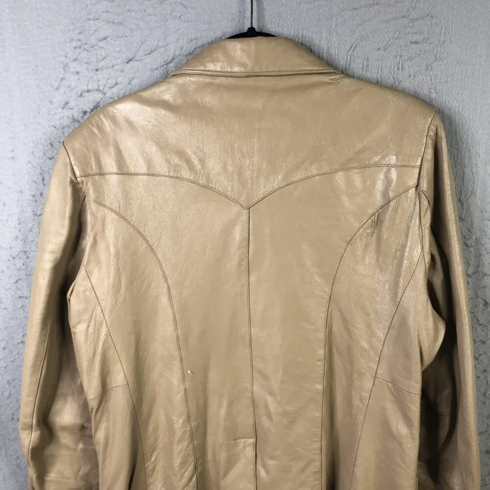 Continental Blazer Mens 44 Beige Leather Western Sport Coat Two Button USA
